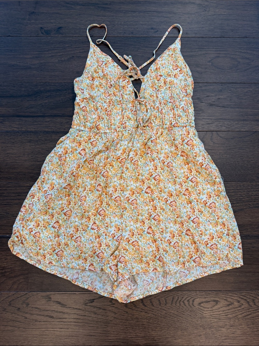 Garage Yellow & Orange Floral Smocked Romper Size XS - C33-042